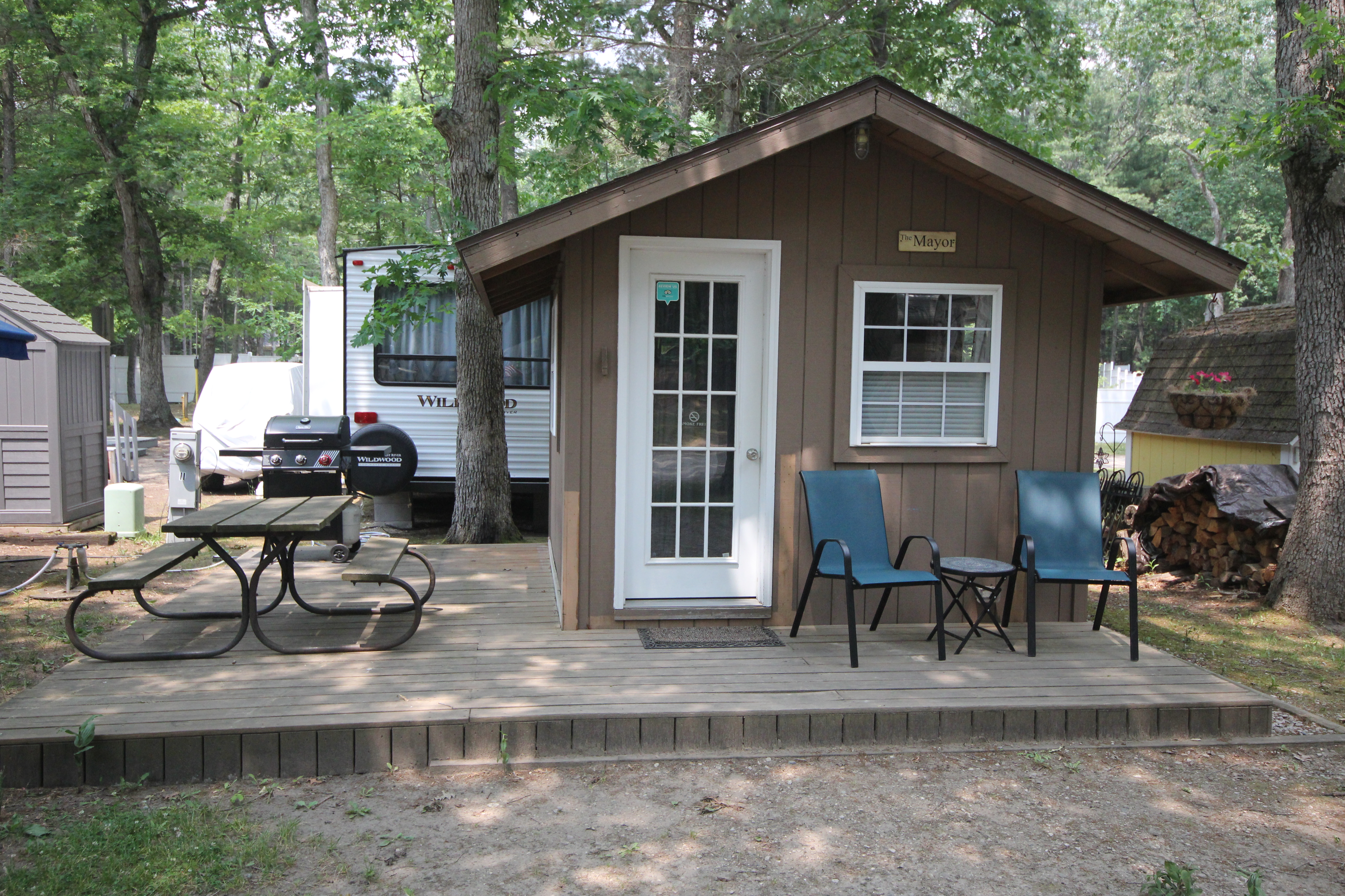 Rustic Cabin Whispering Surf Campground at Bass Lake Pentwater Michigan