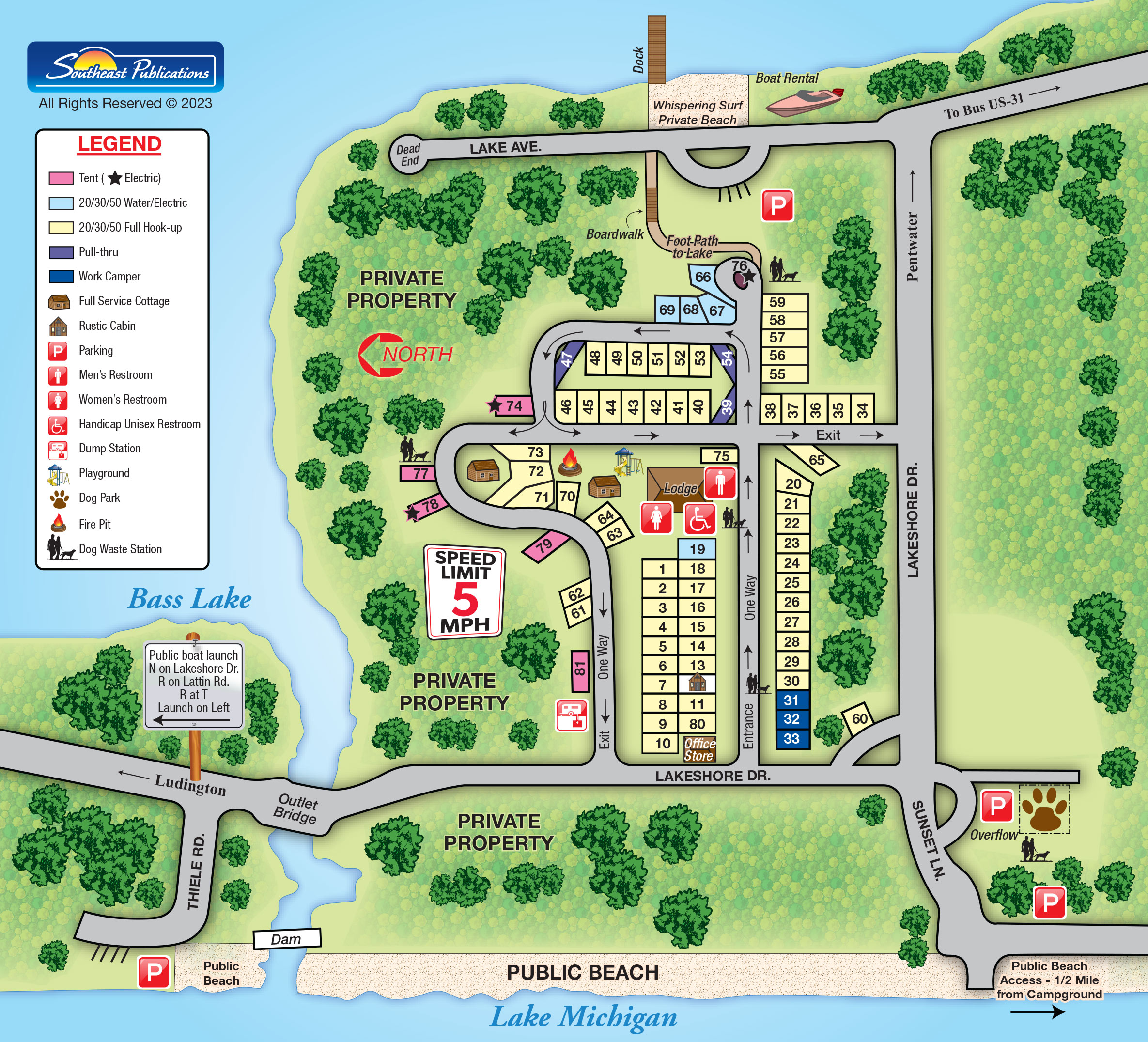 Whispering Surf Campground Map