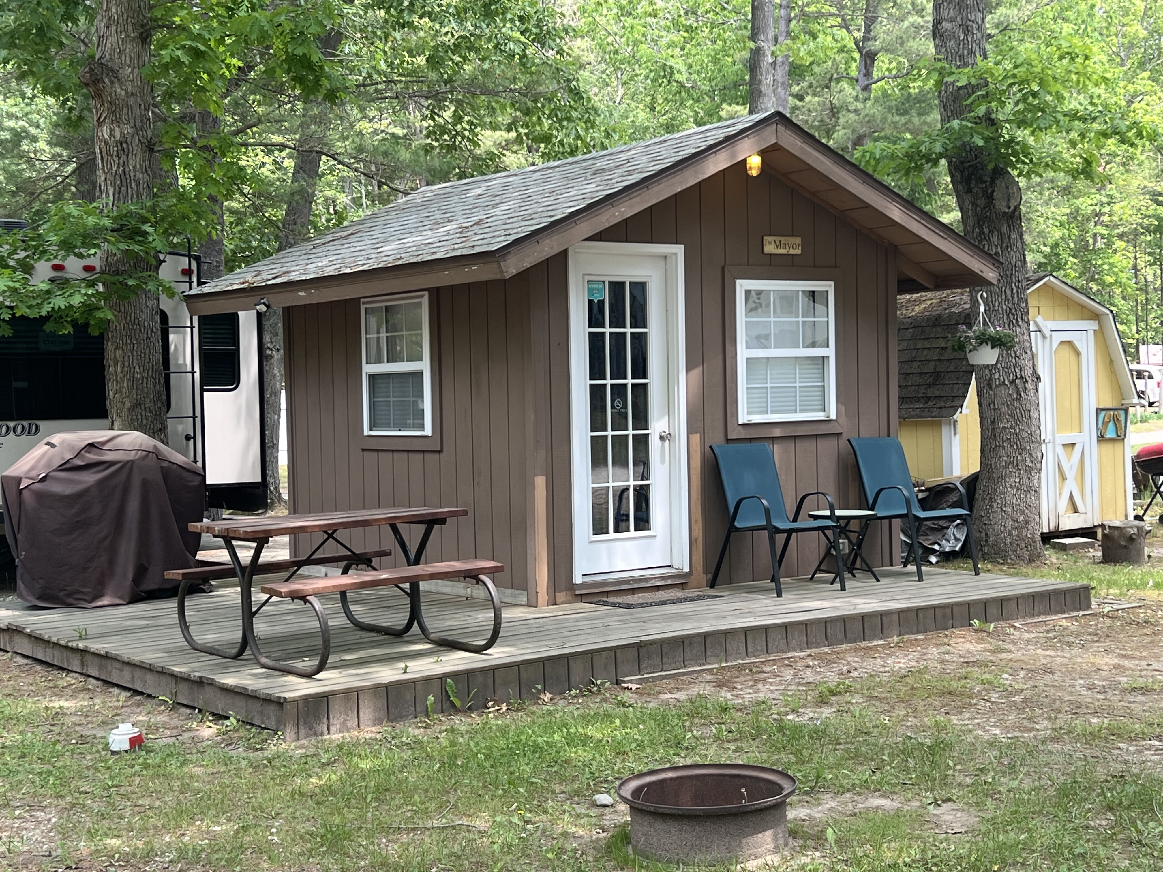 Rustic Cabin Whispering Surf Campground at Bass Lake Pentwater Michigan